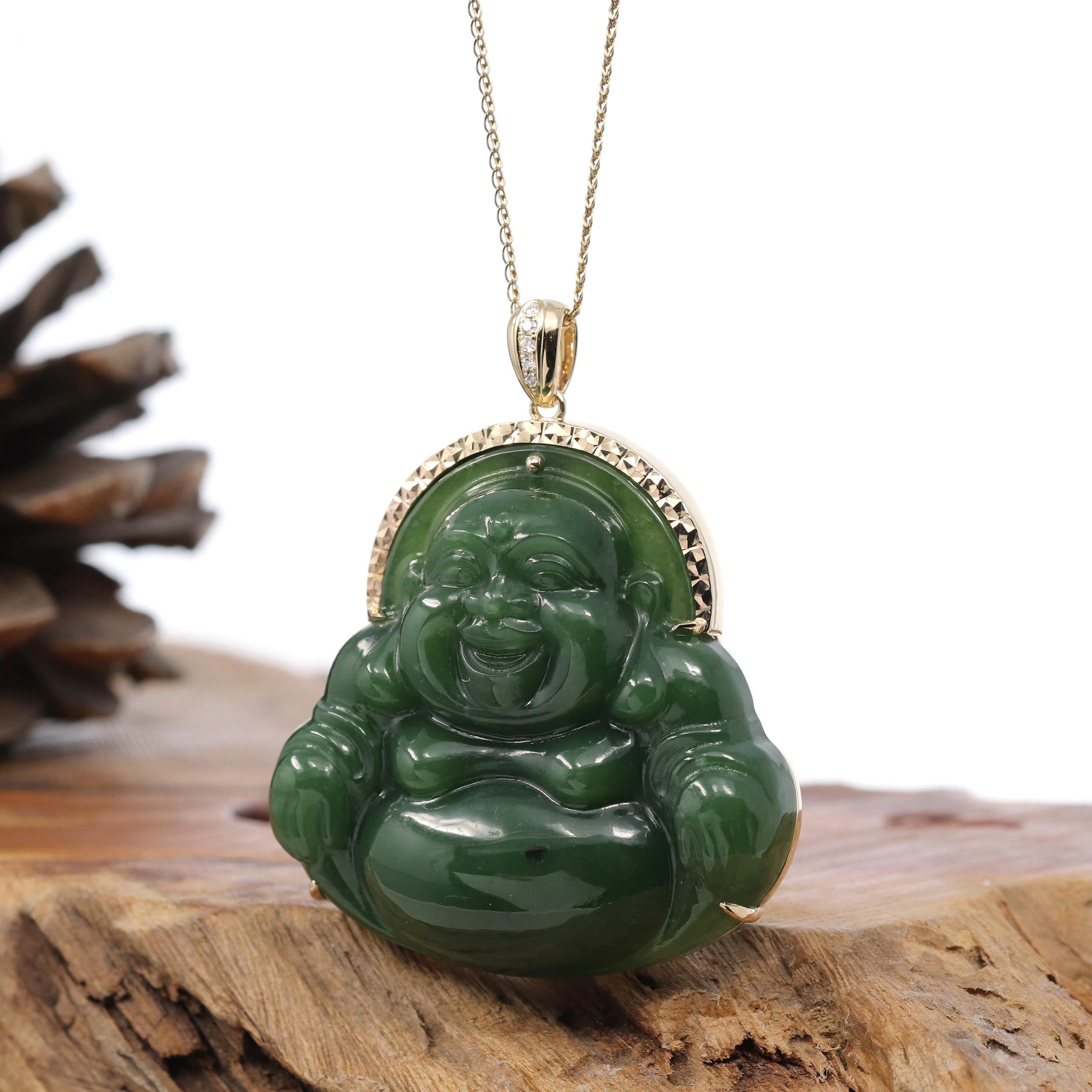 Pendant Buddha jade Pendant w/ 14K Clasp on sale & Bellybutton