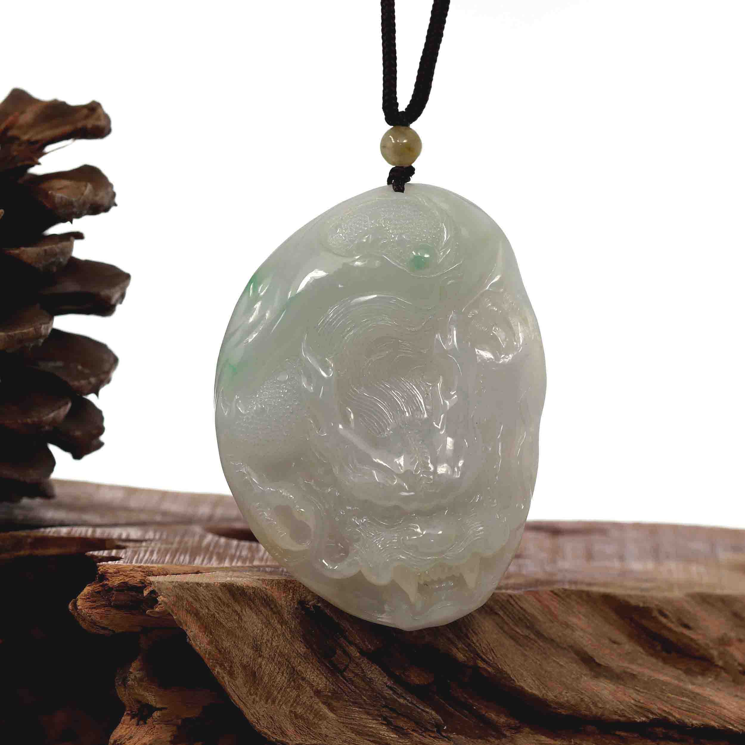 Certified Hand Carved Natural Lavender Green Burma A Jade jadeite store Dragon Pi Xiu Pendant Necklace