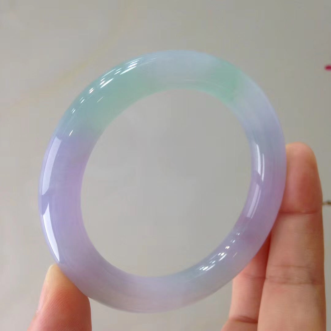  Real High-end Ice & Lavender Jadeite Jade Bangle Bracelet 翡翠玉镯