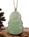 Baikalla Jewelry Jade Guanyin Pendant Necklace "Goddess of Compassion" 14k Yellow Gold Genuine Burmese Jadeite Jade Guanyin Necklace