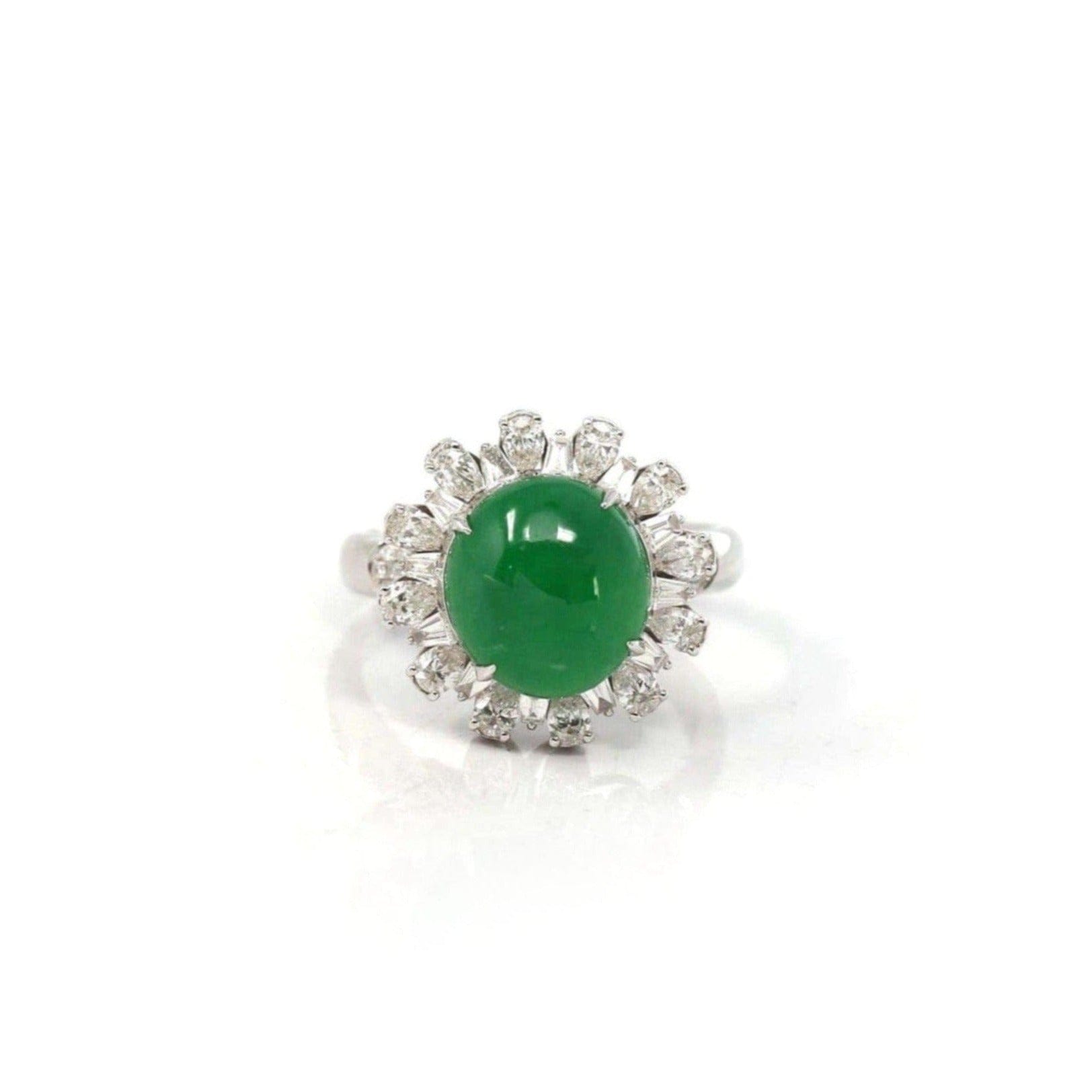 Baikalla Jewelry Jadeite Engagement Ring Baikalla 18k White Gold Exceptional Quality Natural Imperial Green Jadeite Jade Engagement Ring With Diamonds