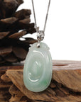 Baikalla Jewelry Jade Guanyin Pendant Necklace Copy of Copy of Natural Light Green Jadeite Jade Fu Bei Pendant Necklace With Sterling Silver Bail