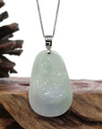 Baikalla Jewelry Jadeite Jade Buddha & Guanyin Copy of Copy of Genuine Burmese light Green Jadeite Jade Guanyin Pendant Necklace