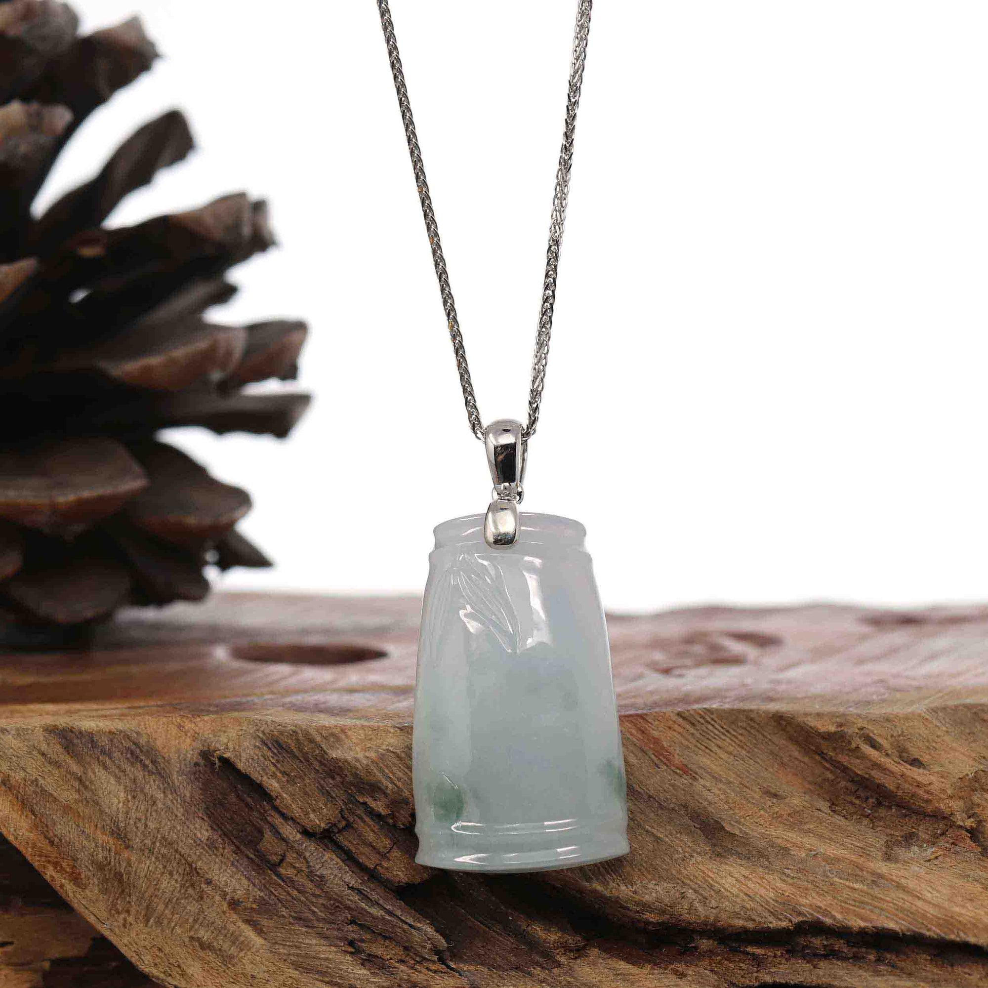 Baikalla Jewelry Jade Pendant Necklace Copy of Copy of Genuine Burmese Ice Blue-green Jadeite Jade Bamboo Pendant Necklace