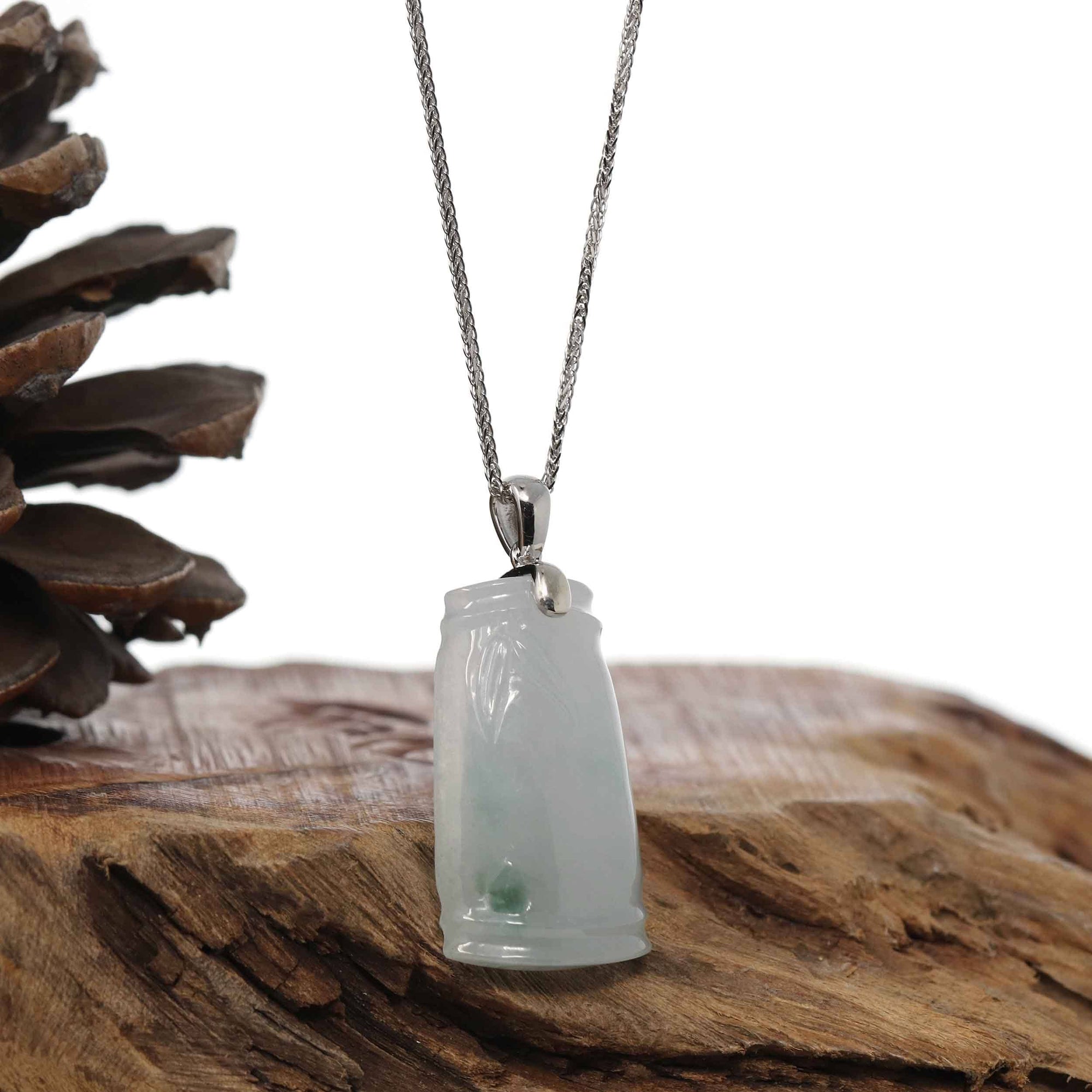 Baikalla Jewelry Jade Pendant Necklace Copy of Copy of Genuine Burmese Ice Blue-green Jadeite Jade Bamboo Pendant Necklace