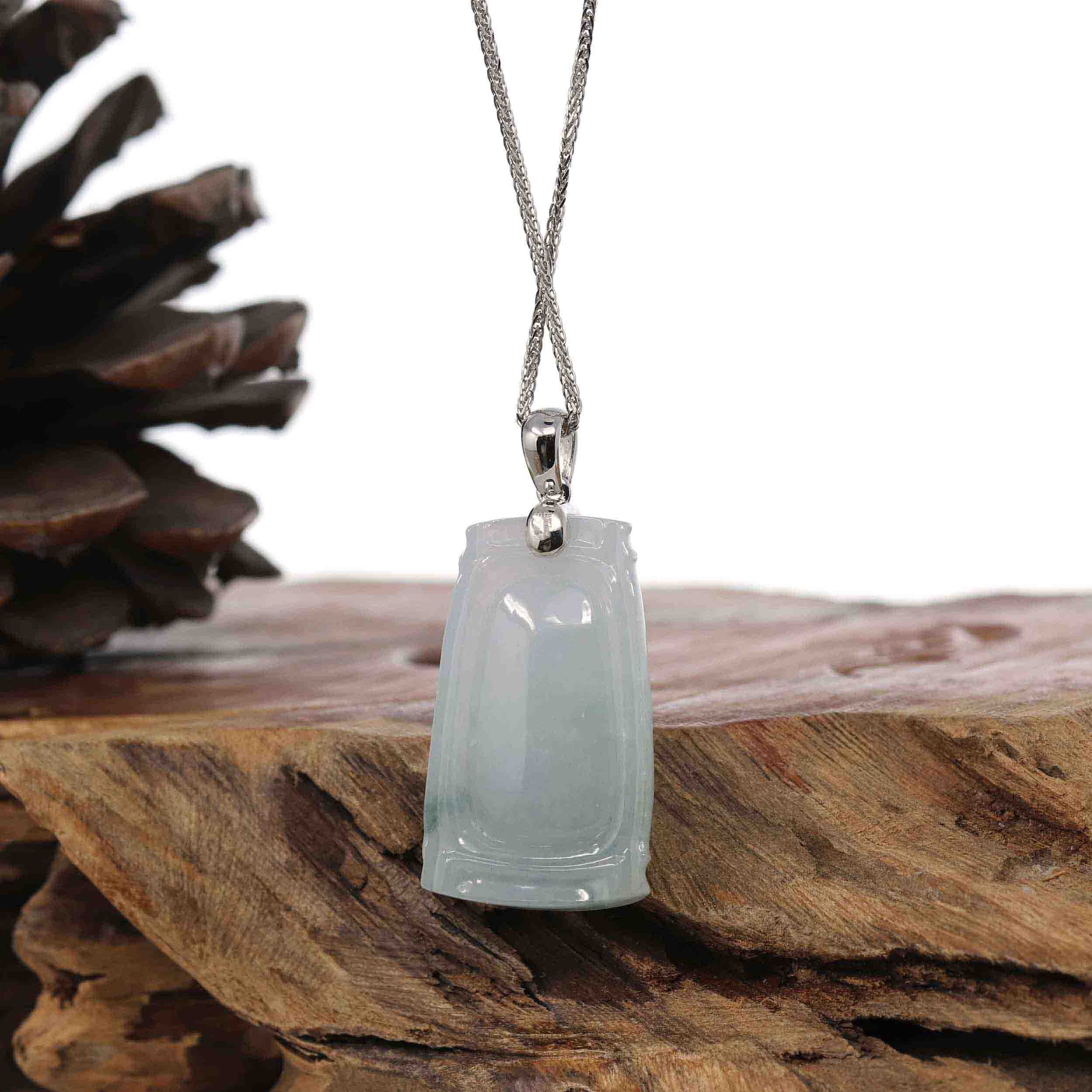 Baikalla Jewelry Jade Pendant Necklace Copy of Copy of Genuine Burmese Ice Blue-green Jadeite Jade Bamboo Pendant Necklace