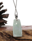 Baikalla Jewelry Jade Pendant Necklace Copy of Genuine Burmese Light Green Jadeite Jade Bamboo Pendant Necklace