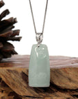 Baikalla Jewelry Jade Pendant Necklace Copy of Genuine Burmese Light Green Jadeite Jade Bamboo Pendant Necklace