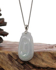 Baikalla Jewelry Jade Guanyin Pendant Necklace Copy of Natural Light Green Jadeite Jade Fu Bei Pendant Necklace With Sterling Silver Bail