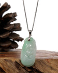 Baikalla Jewelry Jade Guanyin Pendant Necklace Natural Light Green Jadeite Jade Ru Yi Pendant Necklace With Sterling Silver Bail