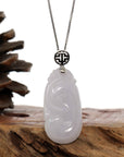 Baikalla Jewelry Jade Guanyin Pendant Necklace Copy of Genuine Lavender Jadeite Jade Ru Yi Pendant Necklace With Sterling Silver Bail