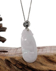 Baikalla Jewelry Jade Guanyin Pendant Necklace Copy of Genuine Lavender Jadeite Jade Ru Yi Pendant Necklace With Sterling Silver Bail