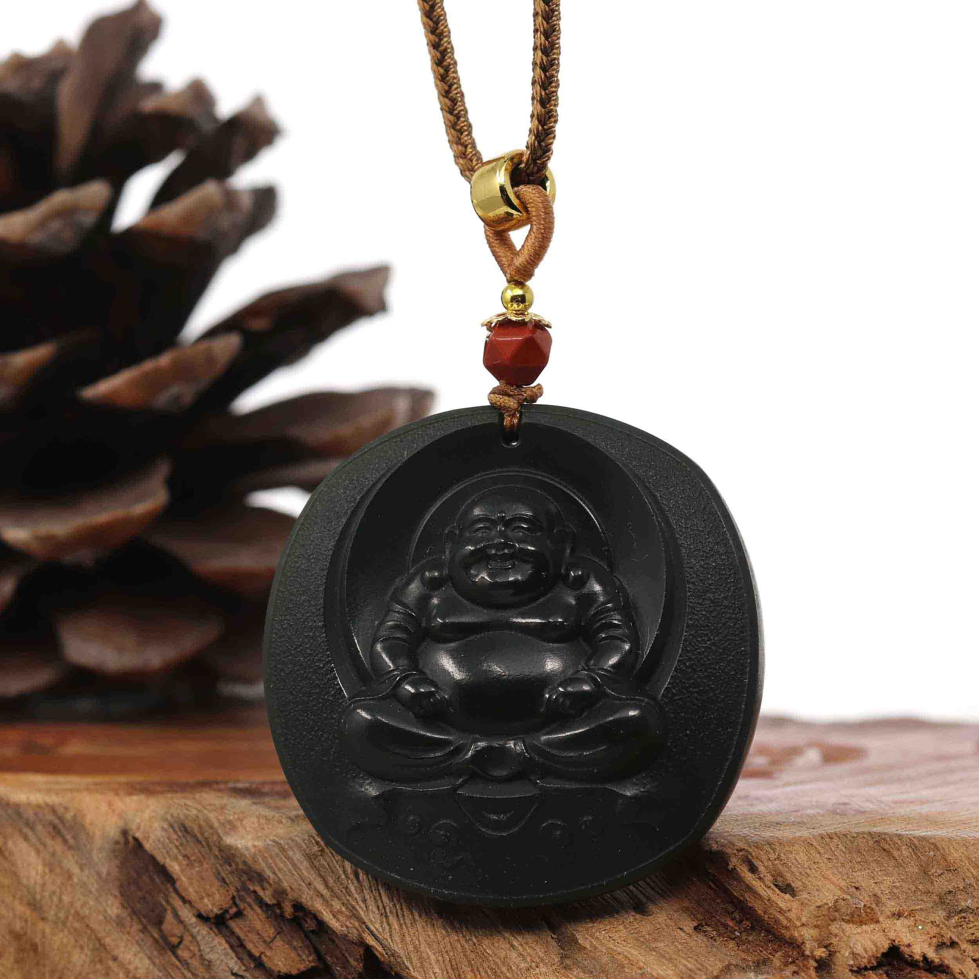 Baikalla Jewelry Jade Buddha Pendant Copy of Copy of Baikalla™ "Happy Buddha" Genuine Black Jade Pendant Necklace With Adjustable String