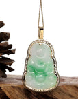 Baikalla Jewelry Jade Guanyin Pendant Necklace Copy of Copy of Copy of "Goddess of Compassion" 14k Yellow Gold Genuine Burmese Jadeite Jade Guanyin Necklace With Good Luck Design