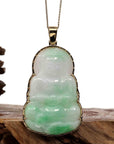 Baikalla Jewelry Jade Guanyin Pendant Necklace Nylon String Necklace Copy of Copy of "Goddess of Compassion" 14k Yellow Gold Genuine Burmese Jadeite Jade Guanyin Necklace With Good Luck Design