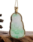 Baikalla Jewelry Jade Guanyin Pendant Necklace Copy of Copy of "Goddess of Compassion" 14k Yellow Gold Genuine Burmese Jadeite Jade Guanyin Necklace With Good Luck Design