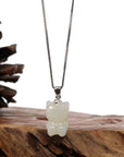 Baikalla Jewelry Jade Pendant Necklace Baikalla "Lucky Kitten" White Nephrite Jade Pendant Necklace With Silver Bail