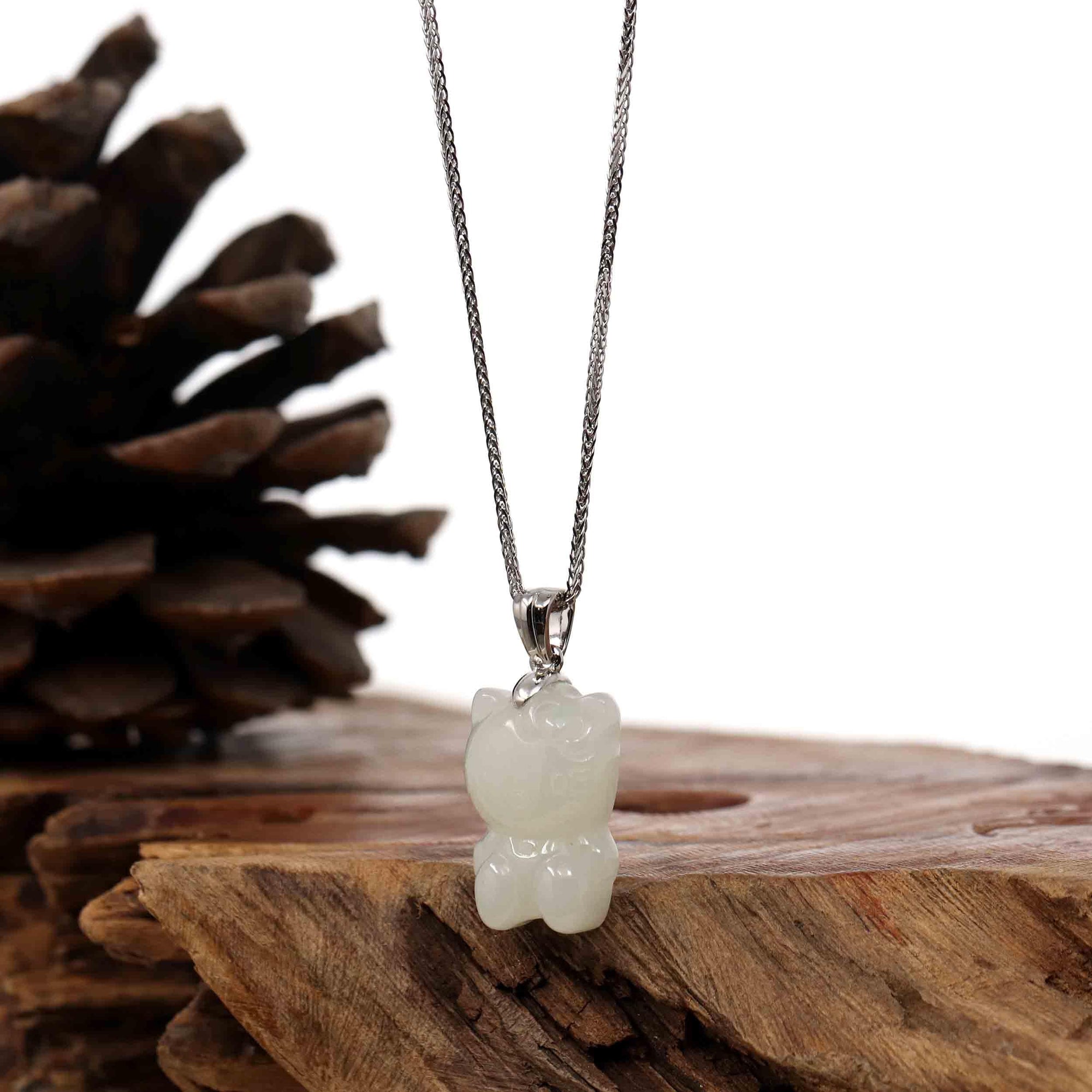 Baikalla Jewelry Jade Pendant Necklace Copy of Baikalla &quot;Lucky Kitten&quot; White Nephrite Jade Pendant Necklace