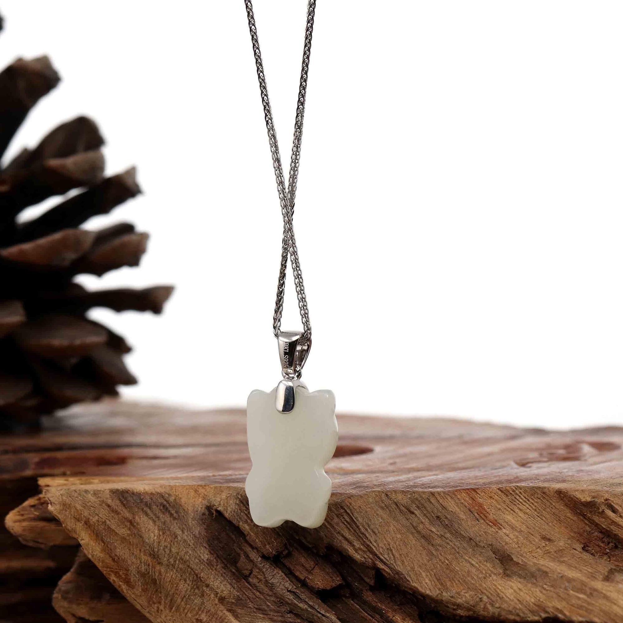 Baikalla Jewelry Jade Pendant Necklace Copy of Baikalla "Lucky Kitten" White Nephrite Jade Pendant Necklace