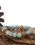 Baikalla Jewelry jade beads bracelet Copy of Copy of Genuine Jadeite Jade Round Multiple Colors Beads Bracelet ( 10 mm)