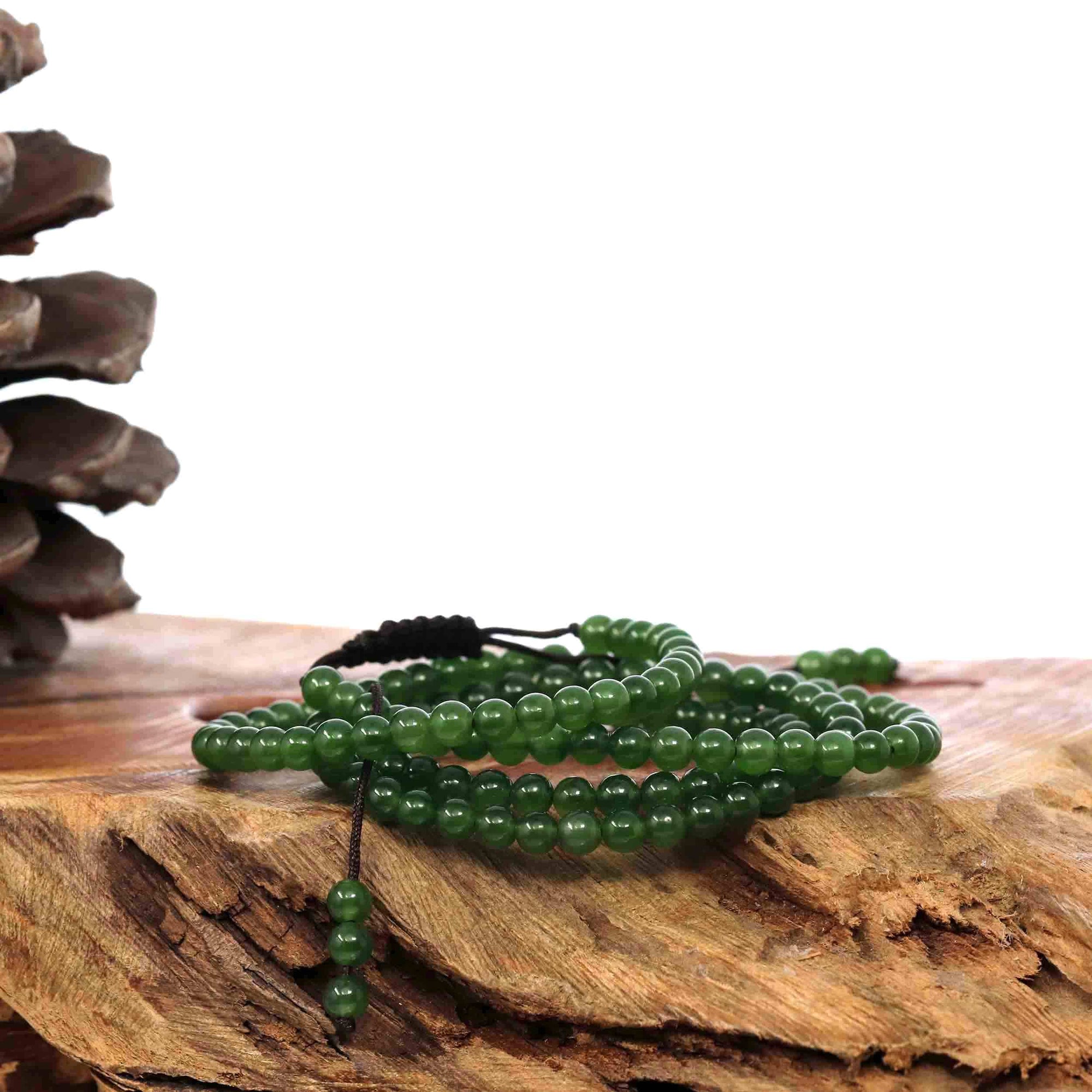 Baikalla Jewelry jade beads bracelet Copy of Baikalla Genuine Green Nephrite Jade Round Beads Bracelet Bangle ( 9.5mm )