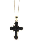 Baikalla Jewelry 24K Pure Yellow Gold Pendant 14K Yellow Gold & Black Nephrite Jade Crucifix Pendant