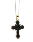 Baikalla Jewelry 24K Pure Yellow Gold Pendant 14K Yellow Gold & Black Nephrite Jade Crucifix Pendant