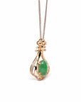 Baikalla Jewelry 18k Gold Jadeite Necklace Copy of 18K Rose Gold Oval Imperial Jadeite Jade Lucky Bottle Necklace with Diamonds