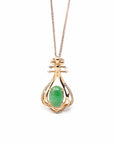 Baikalla Jewelry 18k Gold Jadeite Necklace Copy of 18K Rose Gold Oval Imperial Jadeite Jade Lucky Bottle Necklace with Diamonds