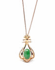 Baikalla Jewelry 18k Gold Jadeite Necklace Copy of 18K Rose Gold Oval Imperial Jadeite Jade Lucky Bottle Necklace with Diamonds