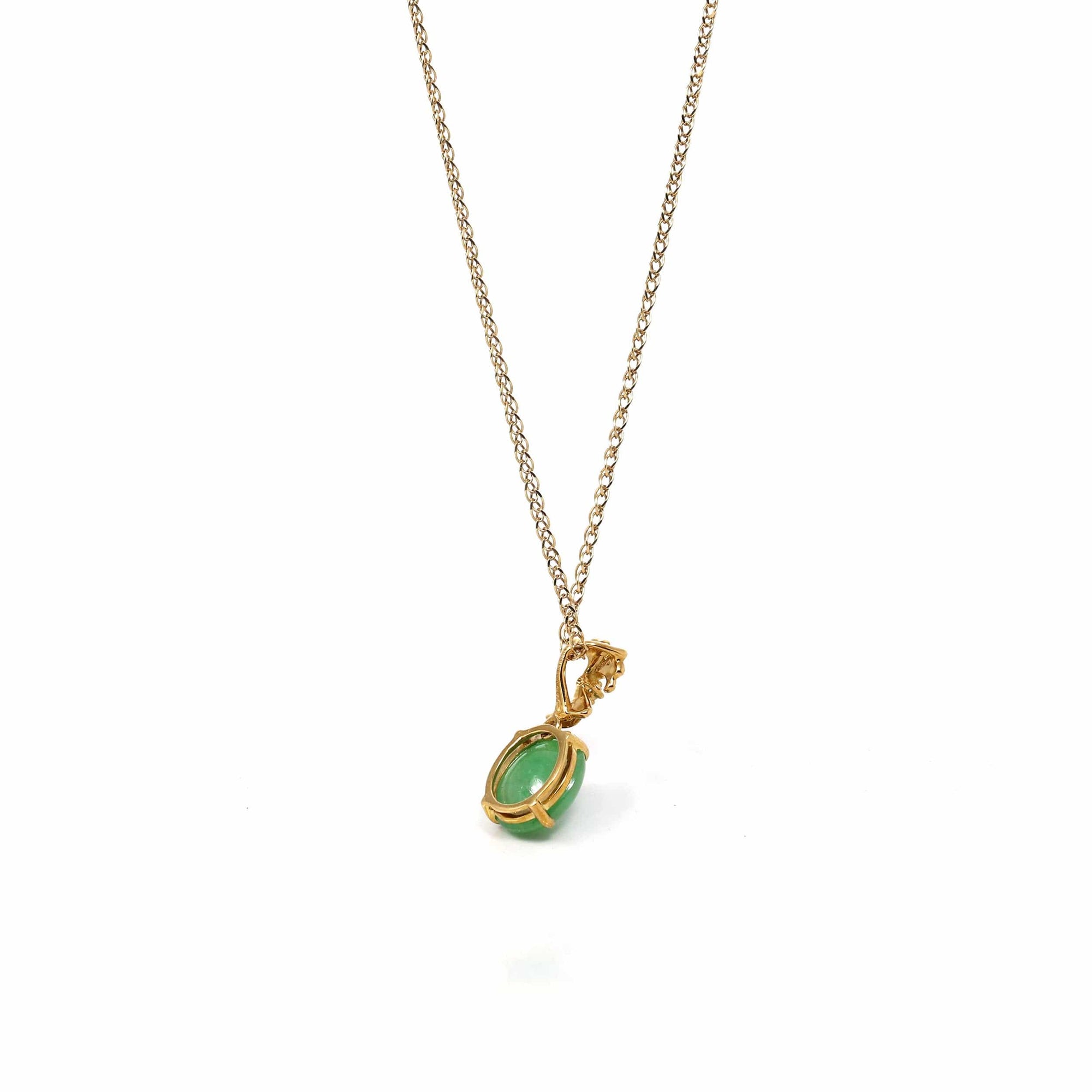 Baikalla Jewelry Gold Jadeite Necklace Copy of 18k Yellow Gold Jadeite Jade Apricot Leaf Pendant Necklace with Diamond