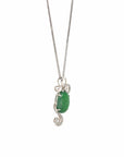 Baikalla Jewelry 18k Gold Jadeite Necklace 18K White Gold Oval Imperial Jadeite Jade Cabochon Necklace with Diamonds