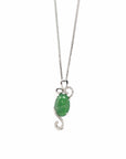 Baikalla Jewelry 18k Gold Jadeite Necklace 18K White Gold Oval Imperial Jadeite Jade Cabochon Necklace with Diamonds