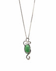 Baikalla Jewelry 18k Gold Jadeite Necklace 18K White Gold Oval Imperial Jadeite Jade Cabochon Necklace with Diamonds