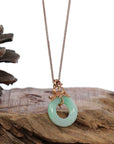 Baikalla Jewelry 18k Gold Jadeite Necklace Copy of Baikalla™ "Good Luck Birdie" 18k Rose Gold Genuine Burmese Jadeite Lucky Kou Kou Pendant Necklace With AA Tourmaline & Diamonds