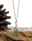 Baikalla Jewelry 18k Gold Jadeite Necklace Copy of Copy of 18K Rose Gold Oval Imperial Jadeite Jade Lucky Bottle Necklace with Diamonds