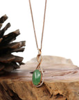 Baikalla Jewelry 18k Gold Jadeite Necklace Copy of Copy of 18K Rose Gold Oval Imperial Jadeite Jade Lucky Bottle Necklace with Diamonds