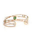 Baikalla Jewelry Gold Jade Bracelet 18k Rose Gold Oval Bracelet Bangle with Jade & Diamonds