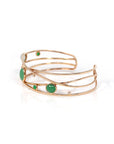 Baikalla Jewelry Gold Jade Bracelet 18k Rose Gold Oval Bracelet Bangle with Jade & Diamonds