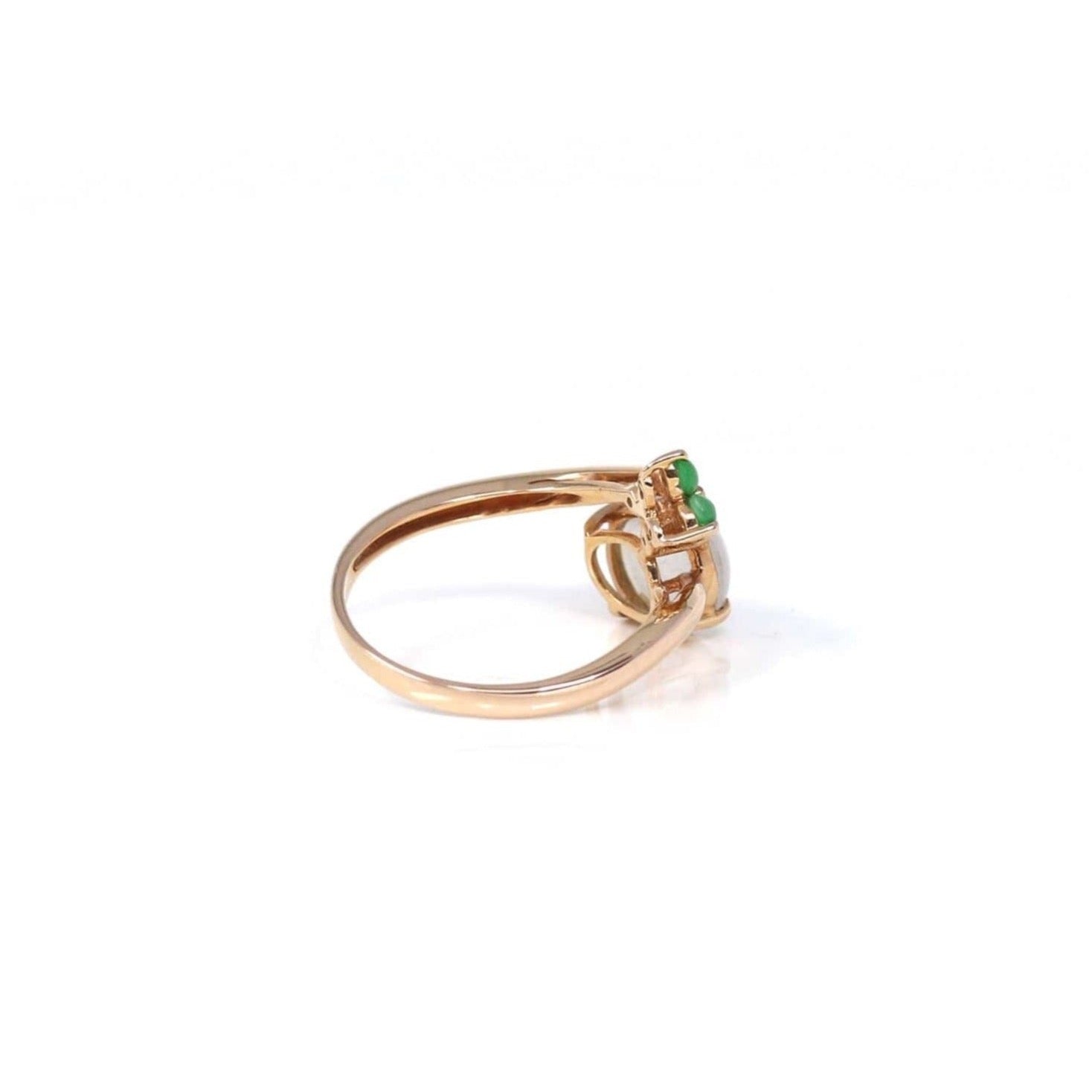 Baikalla Jewelry Jadeite Engagement Ring Copy of Baikalla™ "Elora" 18k Rose Gold Natural Ice & Imperial Jadeite Engagement Ring With Rubies & Diamonds