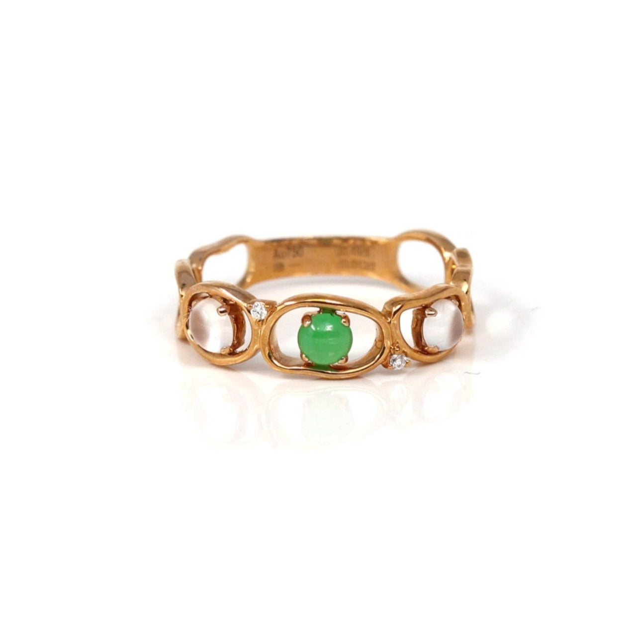 Baikalla Jewelry Jadeite Engagement Ring Copy of Baikalla™ &quot;Melba&quot; 18k Rose Gold Natural Imperial Jadeite Wedding Band