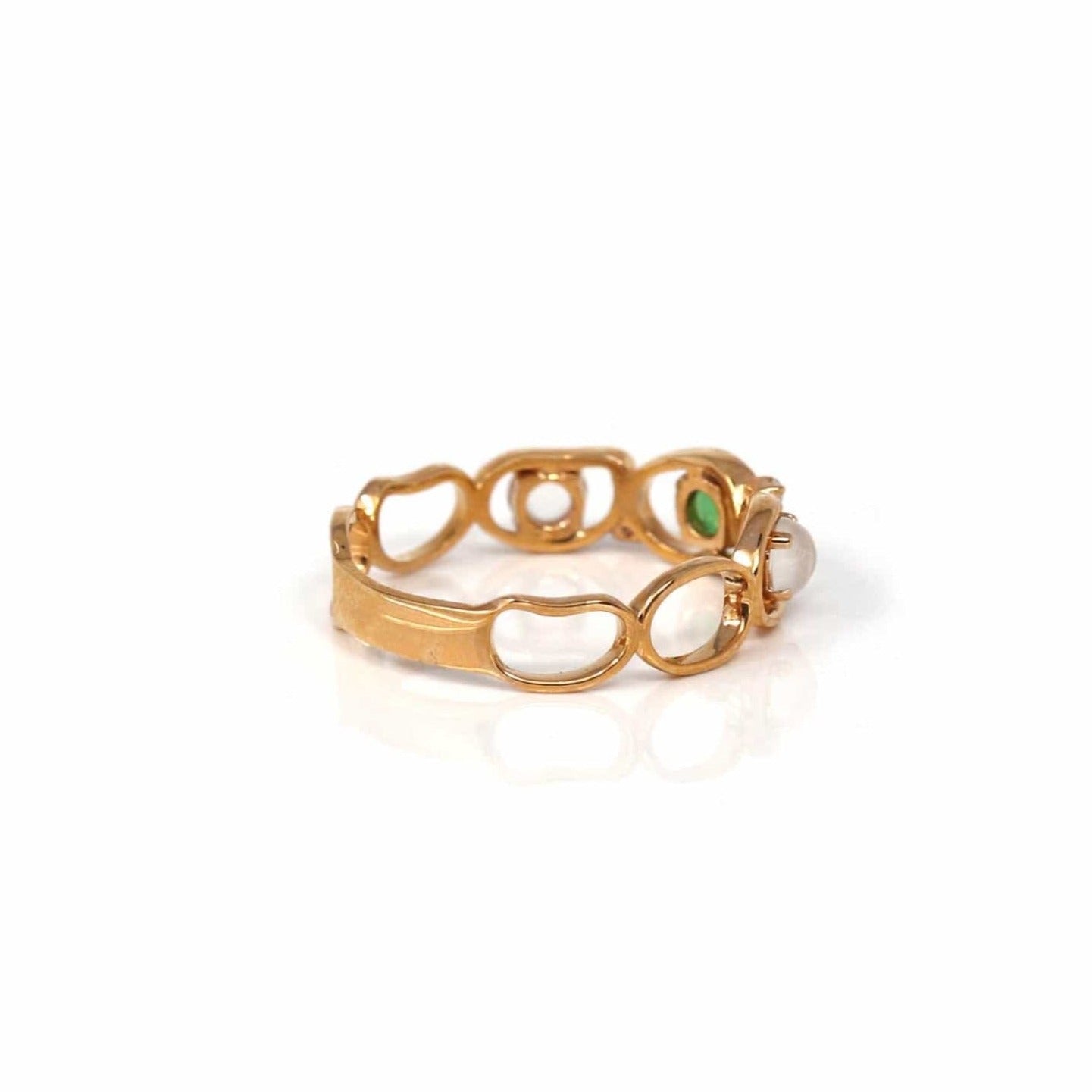 Baikalla Jewelry Jadeite Engagement Ring Copy of Baikalla™ "Melba" 18k Rose Gold Natural Imperial Jadeite Wedding Band