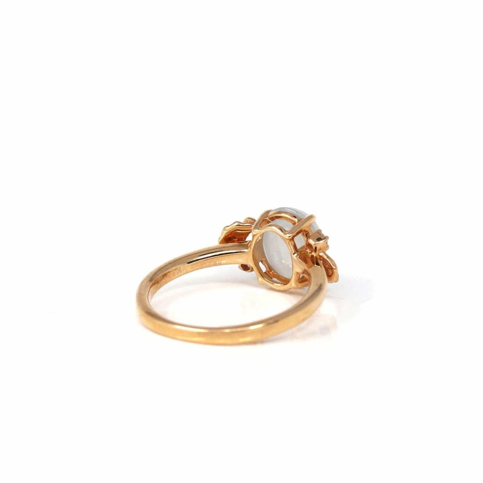 Baikalla Jewelry Jadeite Engagement Ring Baikalla™ 18k Rose Gold Natural Ice Jadeite Engagement Ring With Diamonds