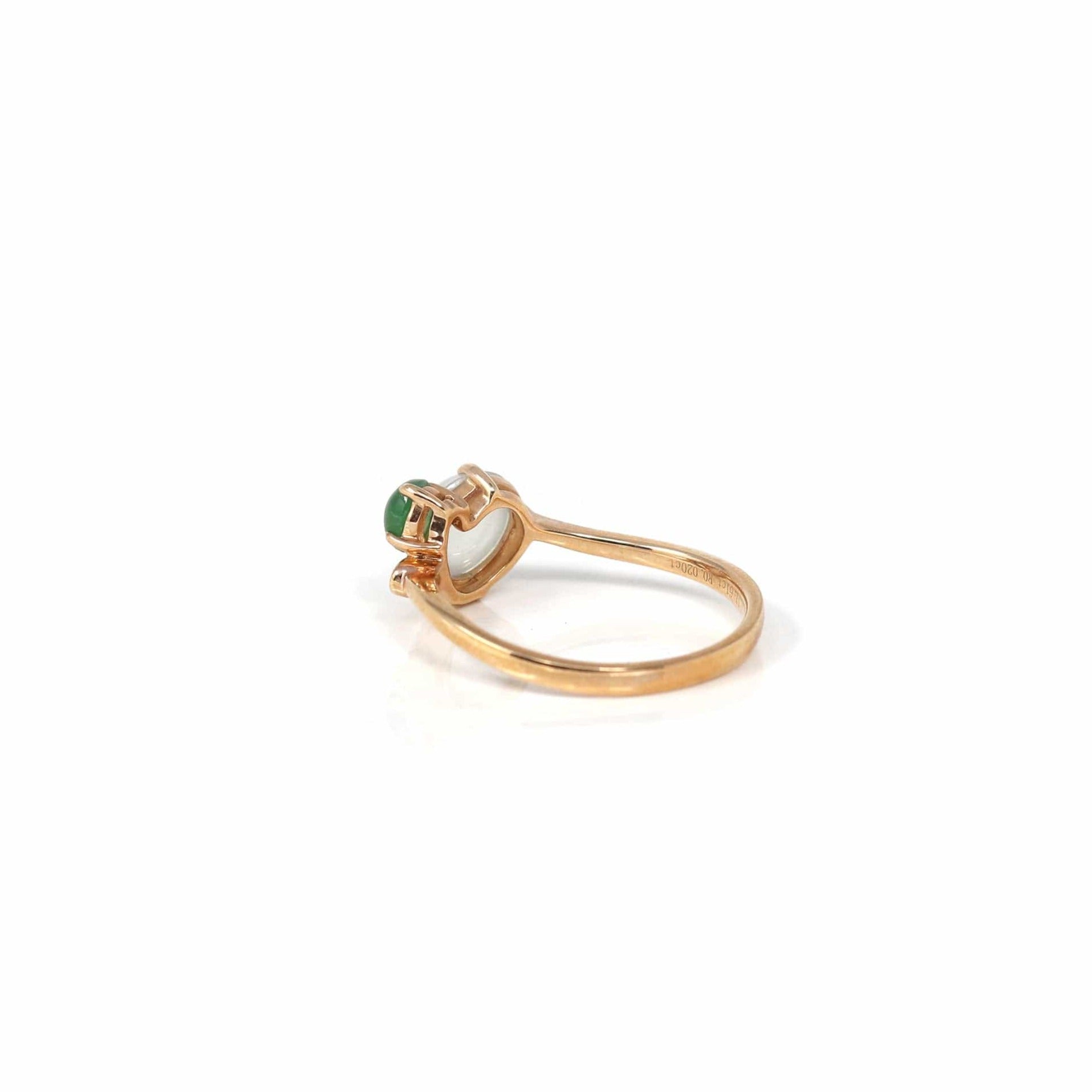 Baikalla Jewelry Jadeite Engagement Ring Copy of Copy of Baikalla™ &quot;Elora&quot; 18k Rose Gold Natural Ice &amp; Imperial Jadeite Engagement Ring With Rubies &amp; Diamonds