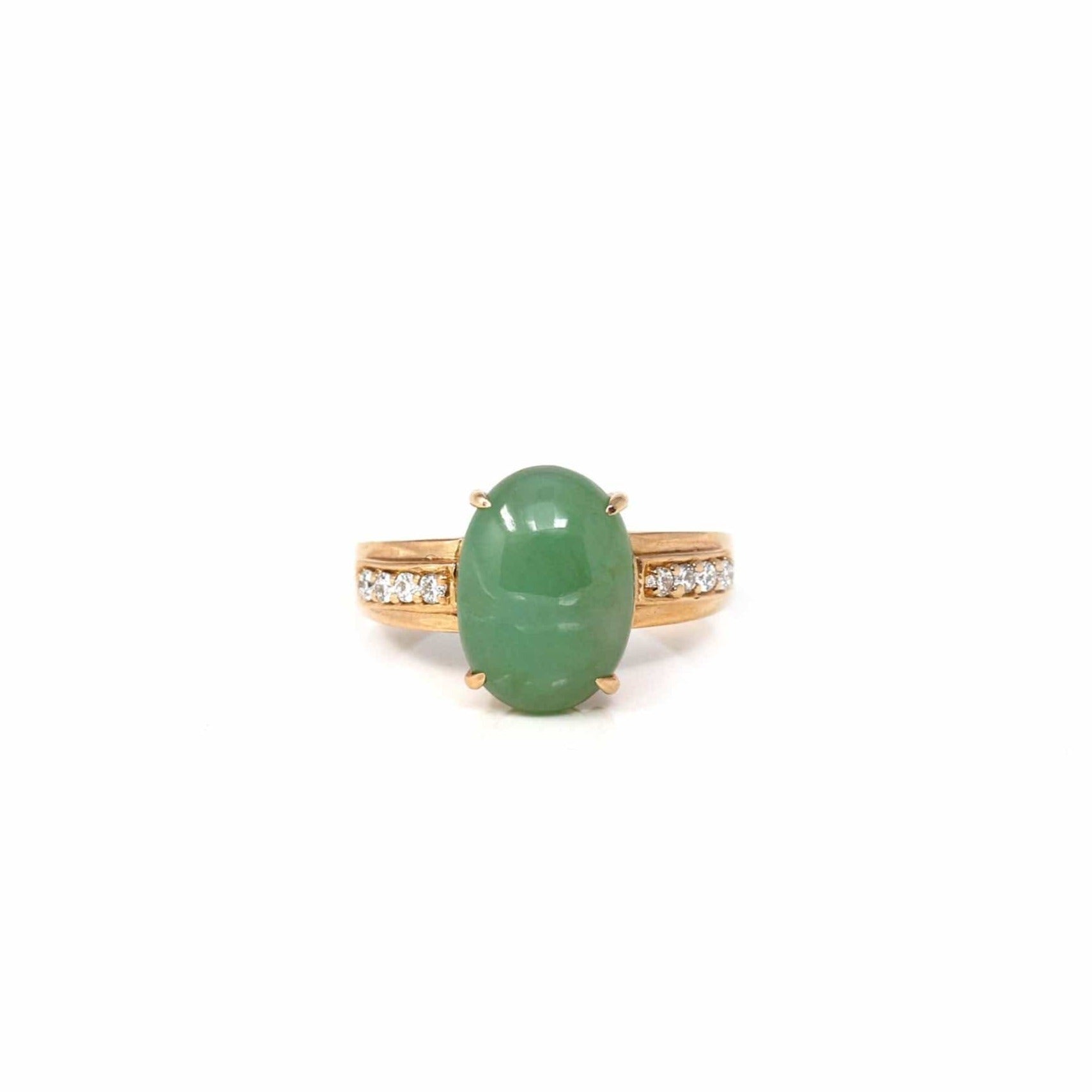 Baikalla Jewelry Jadeite Engagement Ring Copy of Baikalla18k Rose Gold Natural Imperial Green Oval Jadeite Jade Engagement Ring With Diamonds