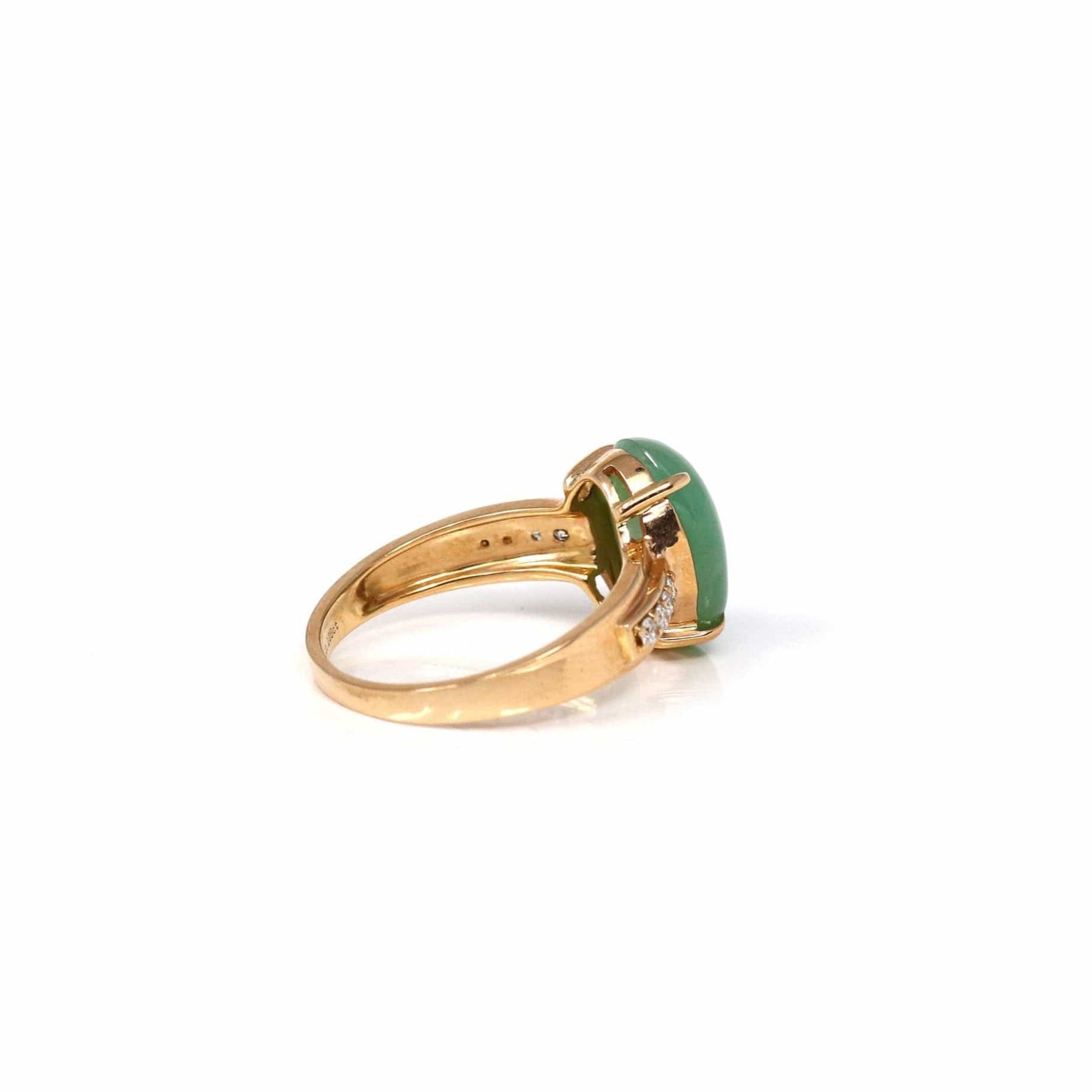 Baikalla Jewelry Jadeite Engagement Ring Copy of Baikalla18k Rose Gold Natural Imperial Green Oval Jadeite Jade Engagement Ring With Diamonds