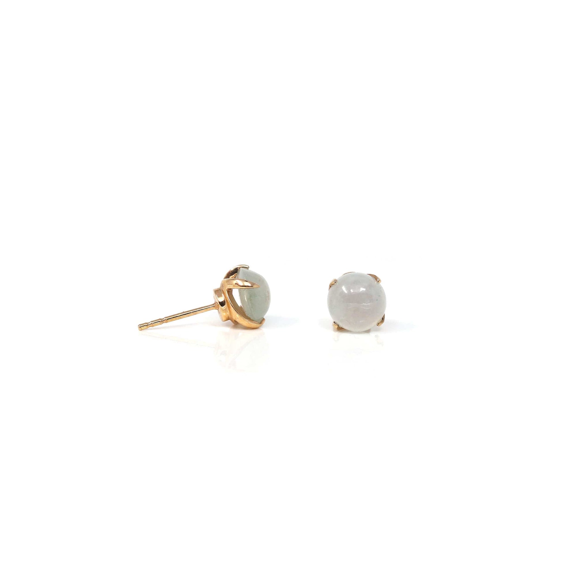 Baikalla Jewelry Gold Jade Earrings Copy of Copy of Copy of 18K Rose Gold Ice Jadeite Jade Stud Earrings