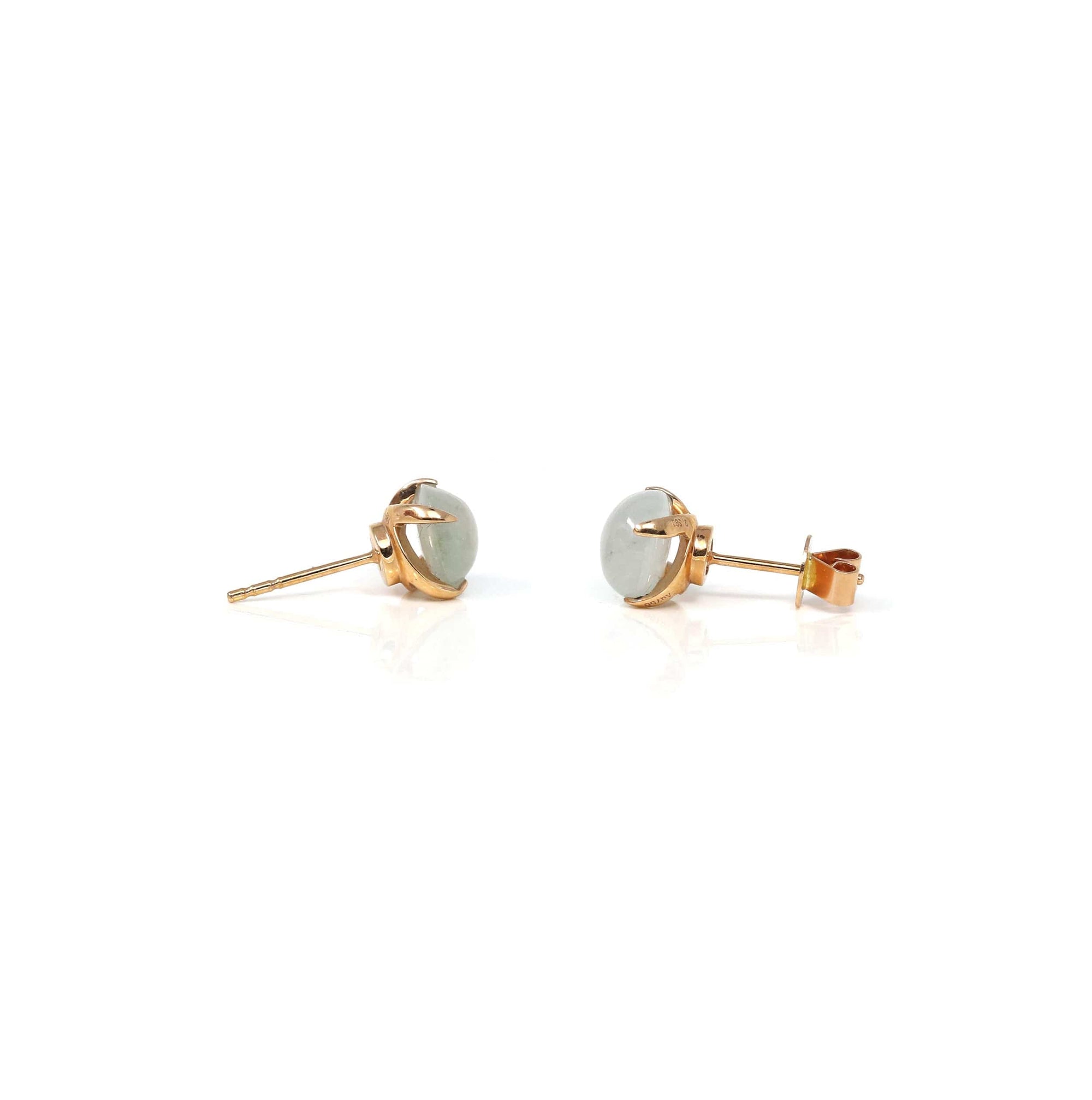 Baikalla Jewelry Gold Jade Earrings Copy of Copy of Copy of 18K Rose Gold Ice Jadeite Jade Stud Earrings