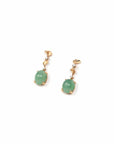 Baikalla Jewelry Gold Jade Earrings Copy of 18K Rose Gold "Apricot Blossom" Green Jadeite Jade Dangle Stud Earrings