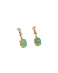 Baikalla Jewelry Gold Jade Earrings Copy of 18K Rose Gold "Apricot Blossom" Green Jadeite Jade Dangle Stud Earrings